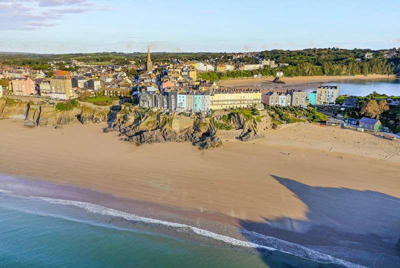 The wonderful beaches at Tenby. Catch a boat from the harbour to Caldey Island. 