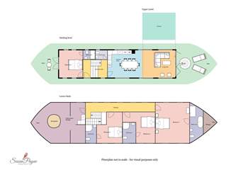 The floorplan onboard Newclose Houseboat.