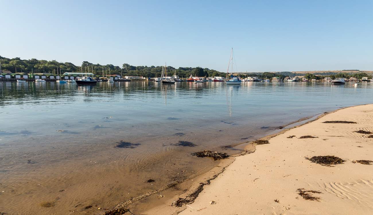 Bembridge harbour looking towards the houseboats at the far side.