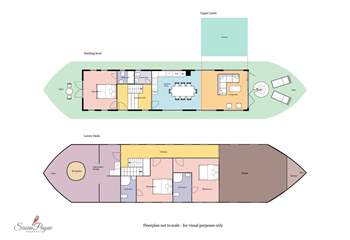 The floorplan onboard Newclose Houseboat.