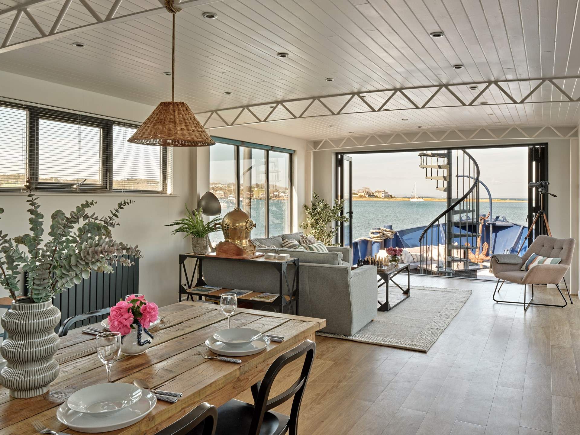 The sociable open plan living space is beautifully designed. (Please note there is a Smart TV in the living room). 