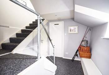 The utility-room on the lower deck is home to the washing machine and tumble-drier. You are welcome to use the fishing equipment and try your hand at fishing.