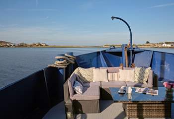 Stunning views from the bow across Bembridge harbour.