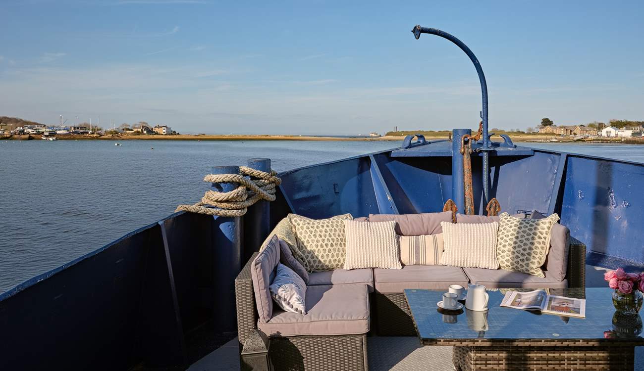 Stunning views from the bow across Bembridge harbour.