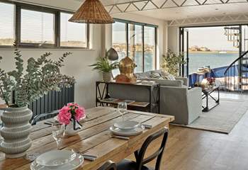 The sociable open plan living space is beautifully designed.