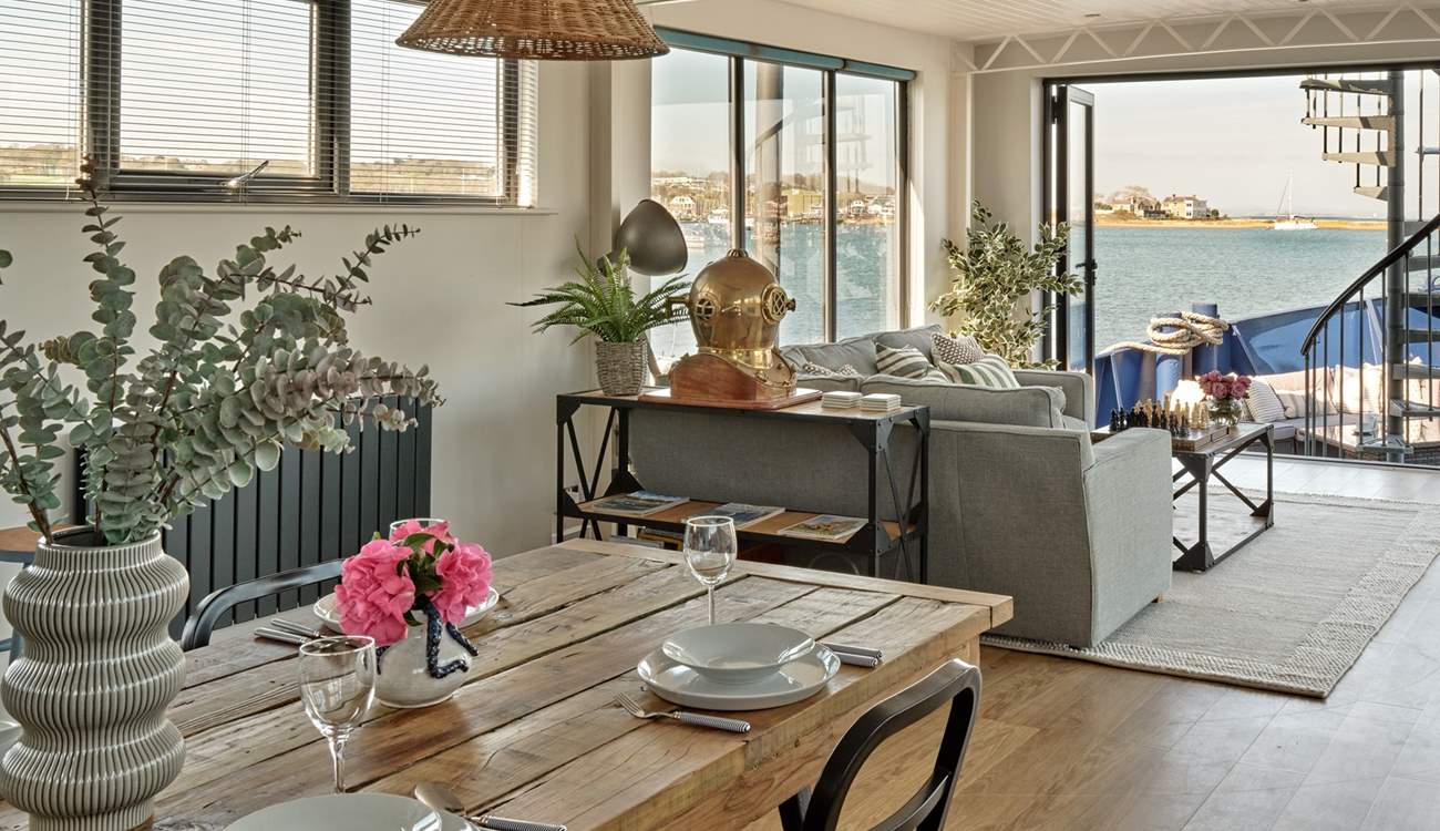 The sociable open plan living space is beautifully designed.