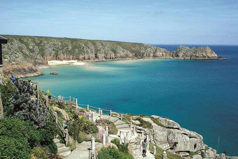 Just a stroll away, the magnificent Minack Theatre and Porthcurno beach await.