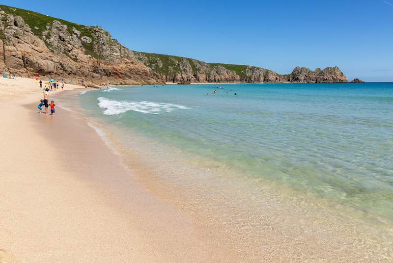 The blissful beach at Porthcurno.
