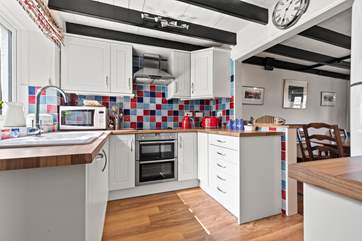 The kitchen area has all the equipment you'll need to cook a holiday meal.