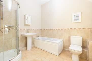 Bedroom 2's en suite, enjoy a long soak after a day on the North Yorkshire Moors.