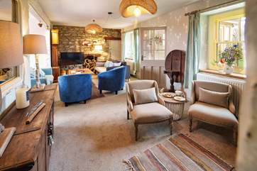The sitting-room is a lovely place to unwind after a day exploring the Pembrokeshire coastline.