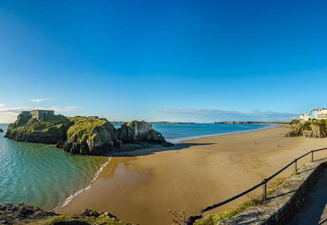 Try  the colourful vibrant seaside town of Tenby with five heavenly beaches for the perfect day trip.