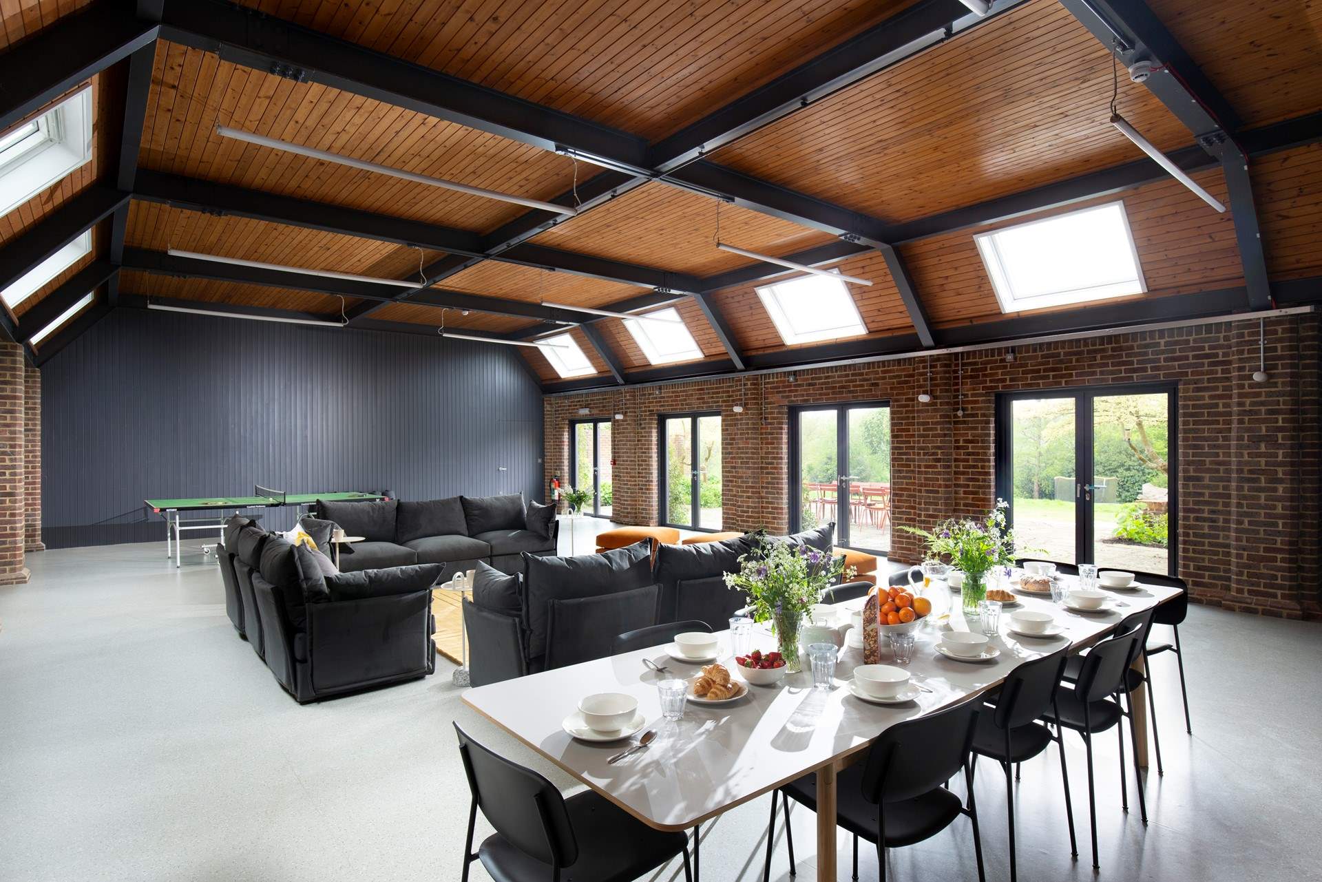In the centre of the barn is Pickeridge Hall where everyone can dine, relax on the comfy sofas or play table-tennis.
