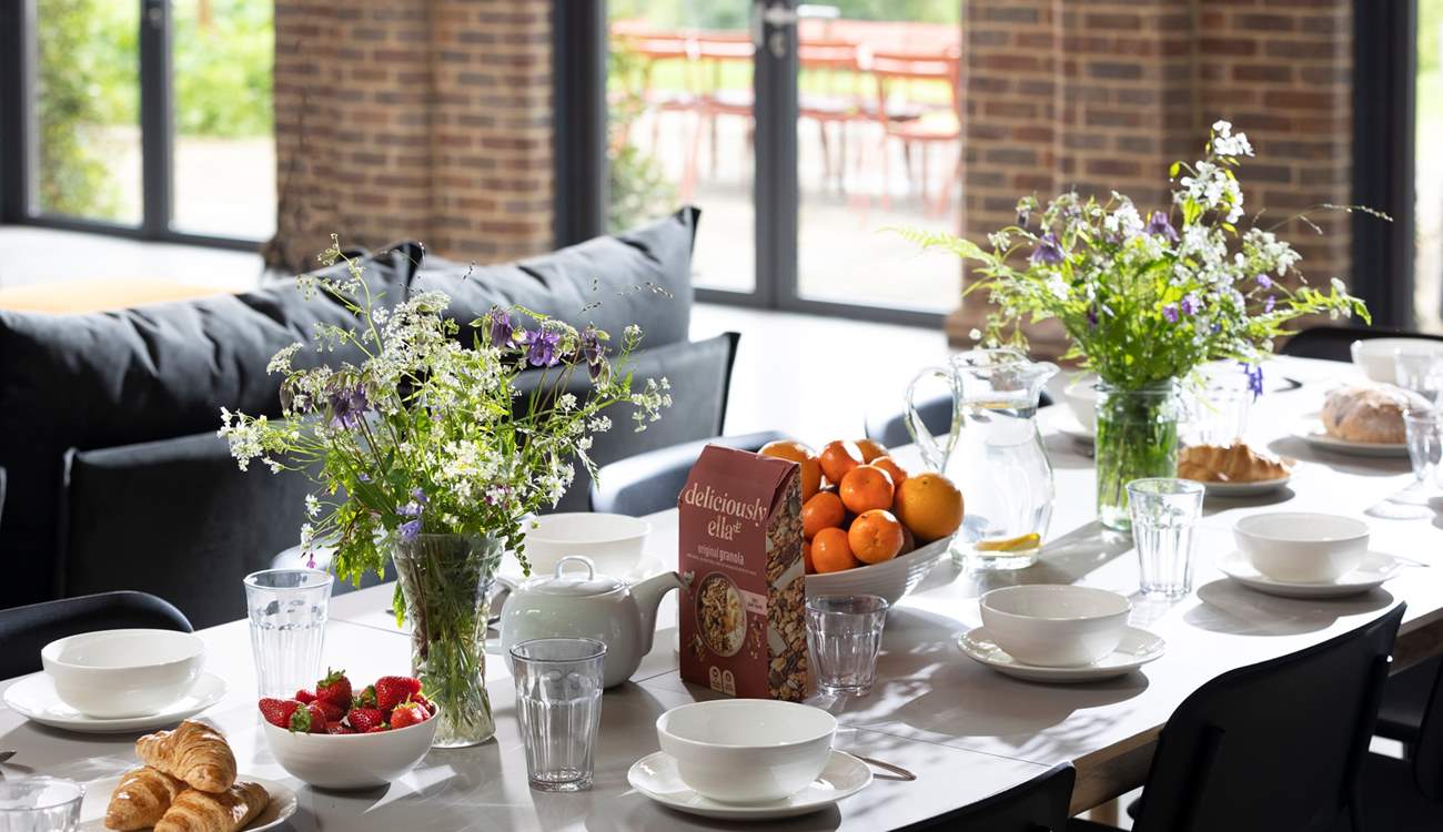 A large table where everyone can enjoy holiday meals together.
