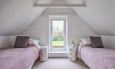 This twin room in South Barn has lovely views over the garden. - Thumbnail Image