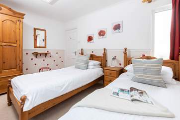 The twin bedroom is ideal for either adults or children.