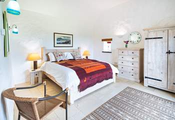 Spacious bedroom 4 with splendid sea views and access to the patio,.