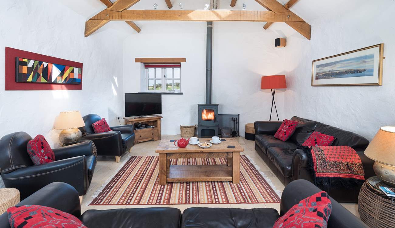 Gather 'round and plan the Pembrokeshire trips...cosy wood burner for chillier nights. 