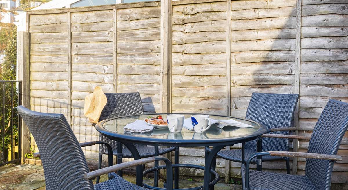 Enjoy the Cornish sunshine on the patio.