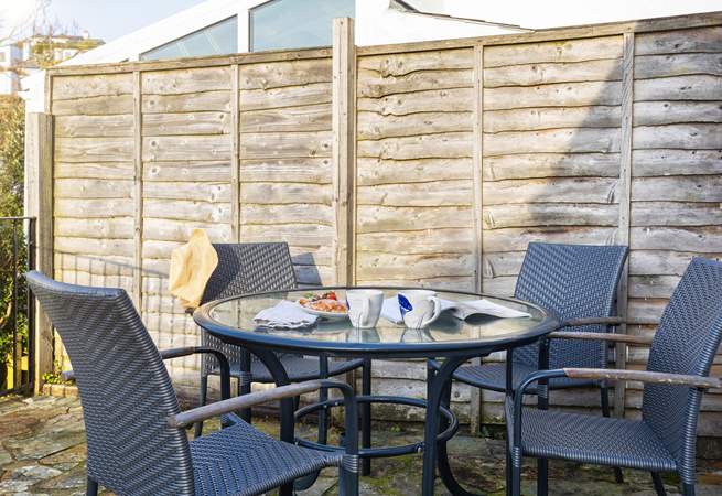 Enjoy the Cornish sunshine on the patio.