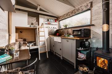 The creative owners have cleverly designed the cabin to perfectly accommodate a family of four.