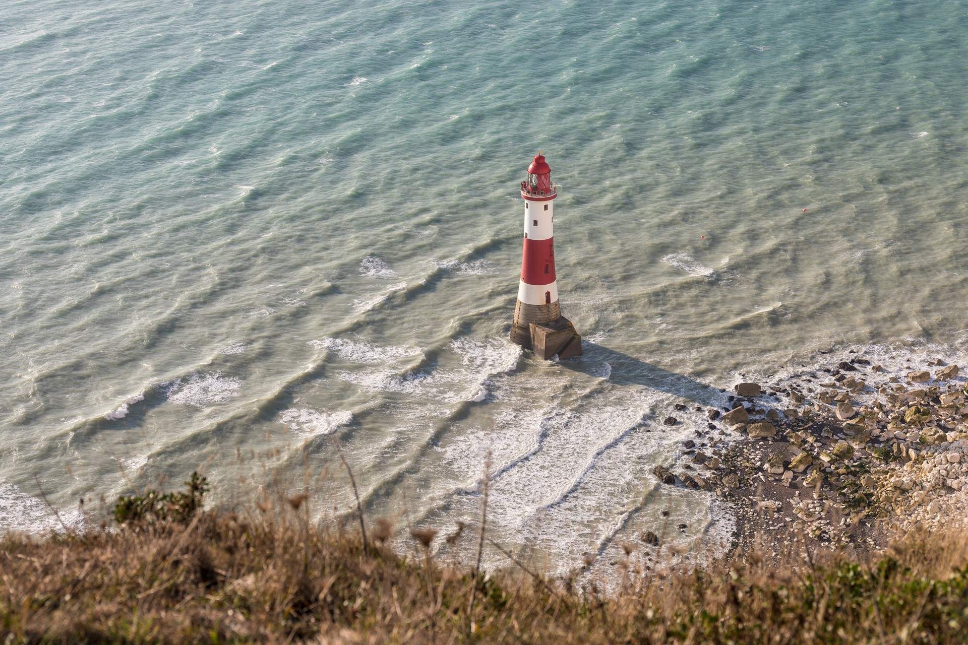 Spot the pretty lighthouse at Beachy Head.