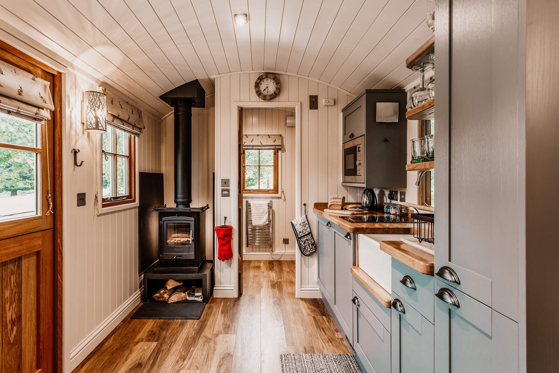 The lovely kitchen area is well-equipped with everything you'll need during your stay.