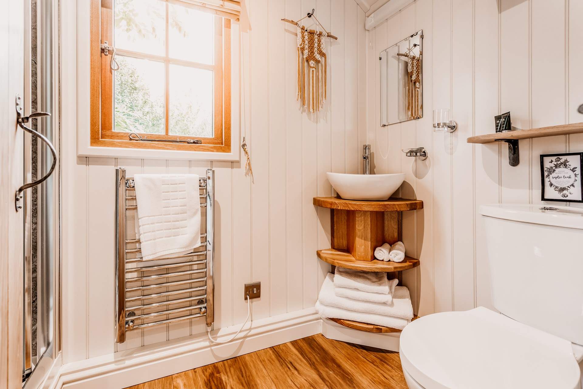 The shower-room is perfect for freshening up after a countryside ramble.