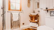 The shower-room is perfect for freshening up after a countryside ramble.