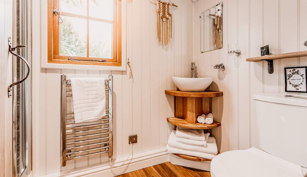 The shower-room is perfect for freshening up after a countryside ramble.