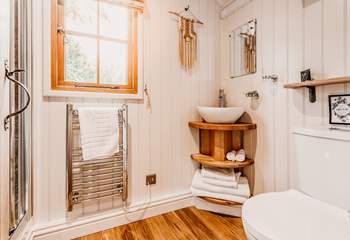 The shower-room is perfect for freshening up after a countryside ramble.