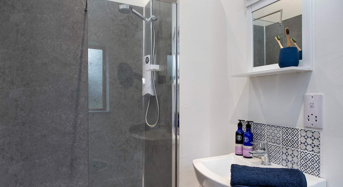 The stylish en suite shower-room.