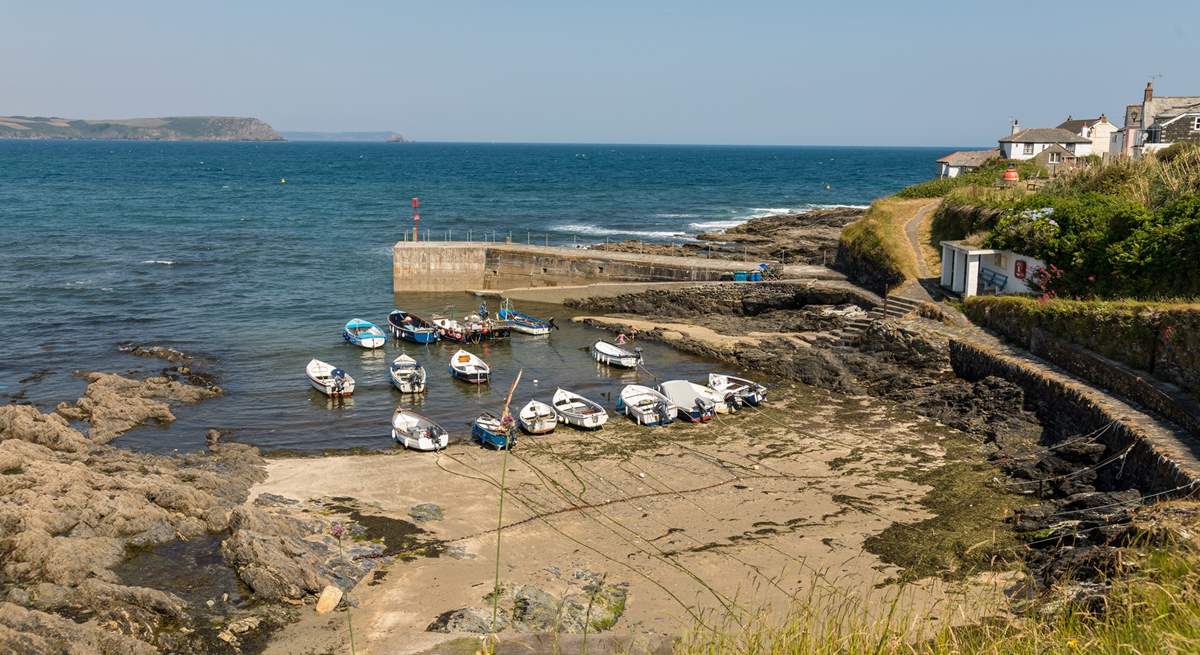 The pretty harbour at Portscatho.