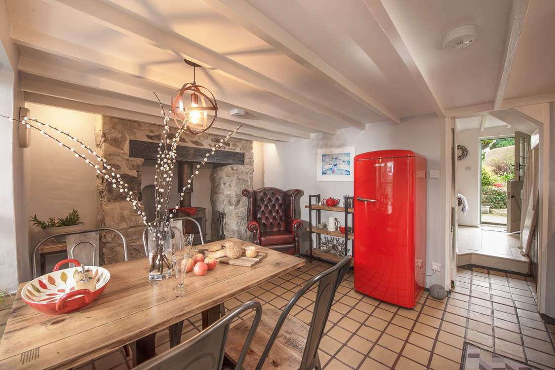 There is a step down from the sitting-room into the kitchen/diner.