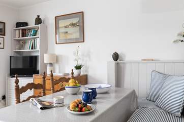 The living space is all on one level, this is the dining-area.