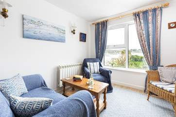 The sitting-area has gorgeous views of Gerrans Bay.