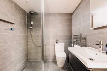 The sleek wet-room is beautifully presented.