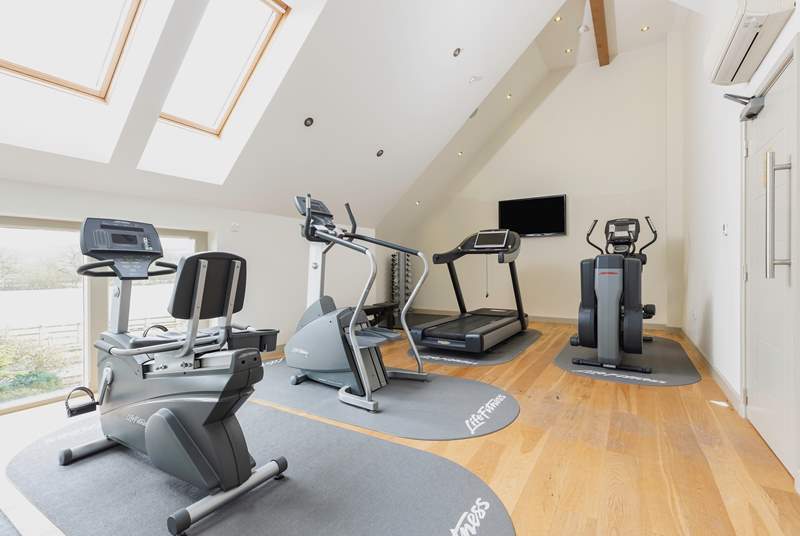 The gym is also available for guests to use.