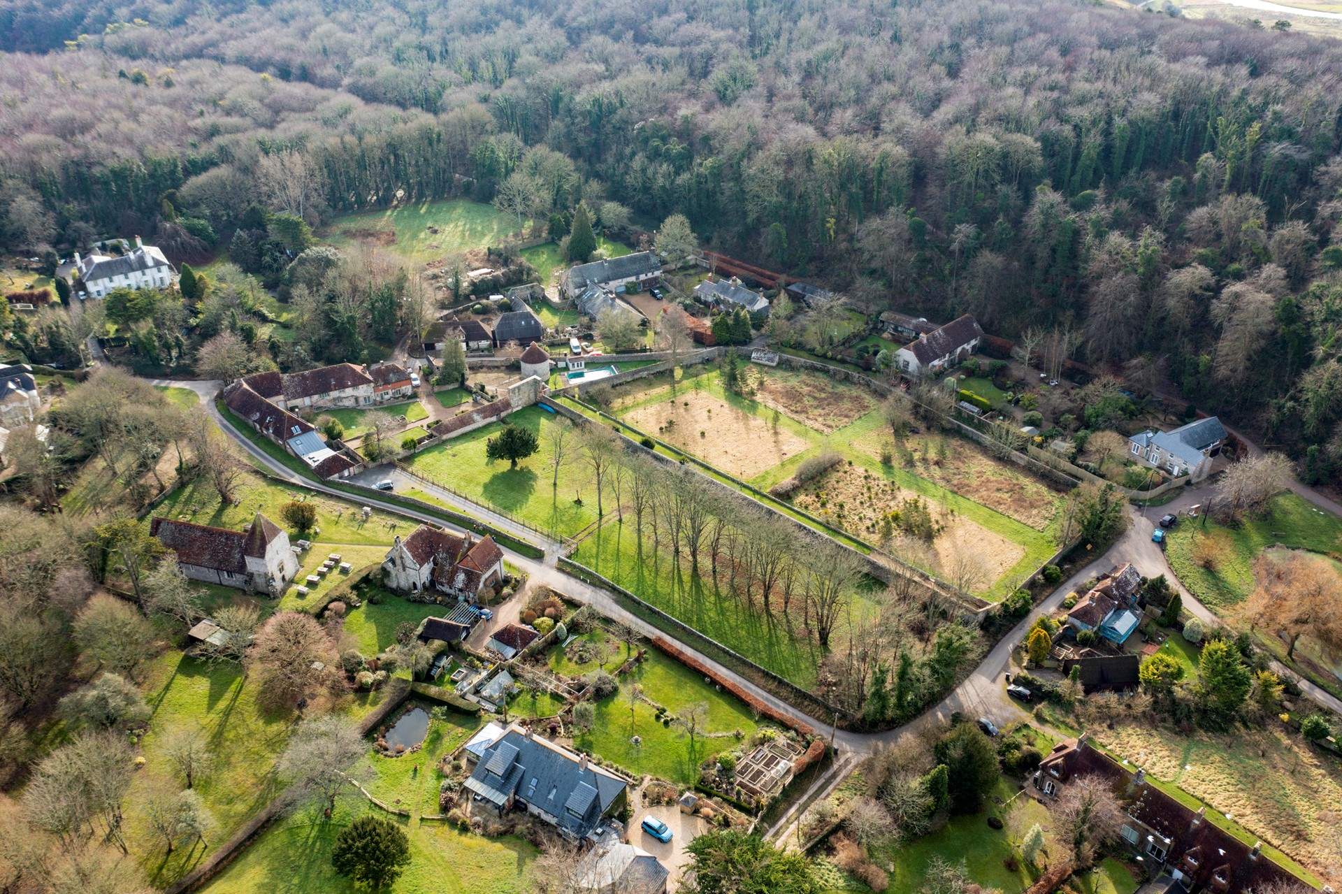 Views of West Dean village and Friston Forest.