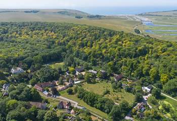 Views of West Dean village and Friston Forest.
