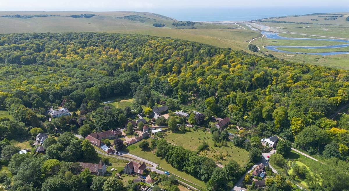Views of West Dean village and Friston Forest.