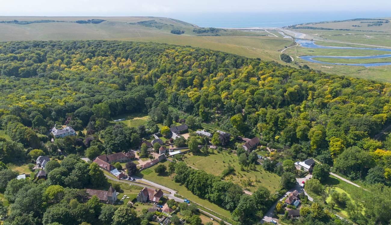 Views of West Dean village and Friston Forest.