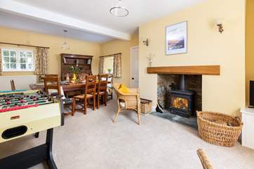 The dining-room doubles up as a games-room, the perfect after-dinner activity.