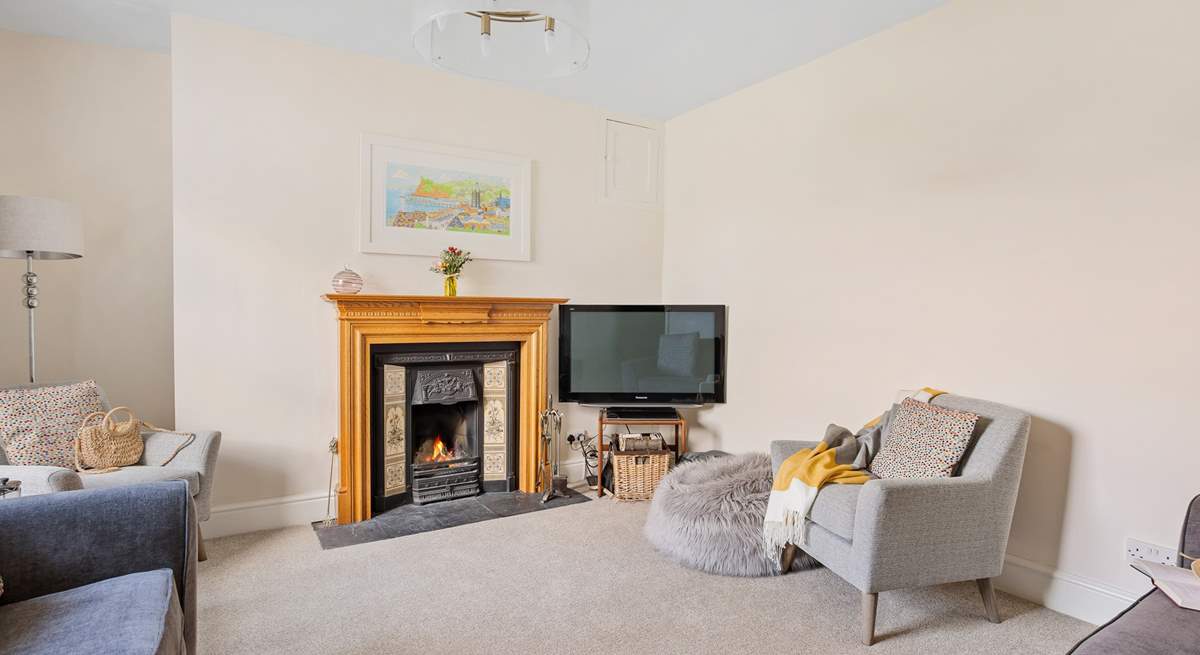 The sitting-room provides the perfect room to settle down to a family film after a day of walking at Lydford Gorge.