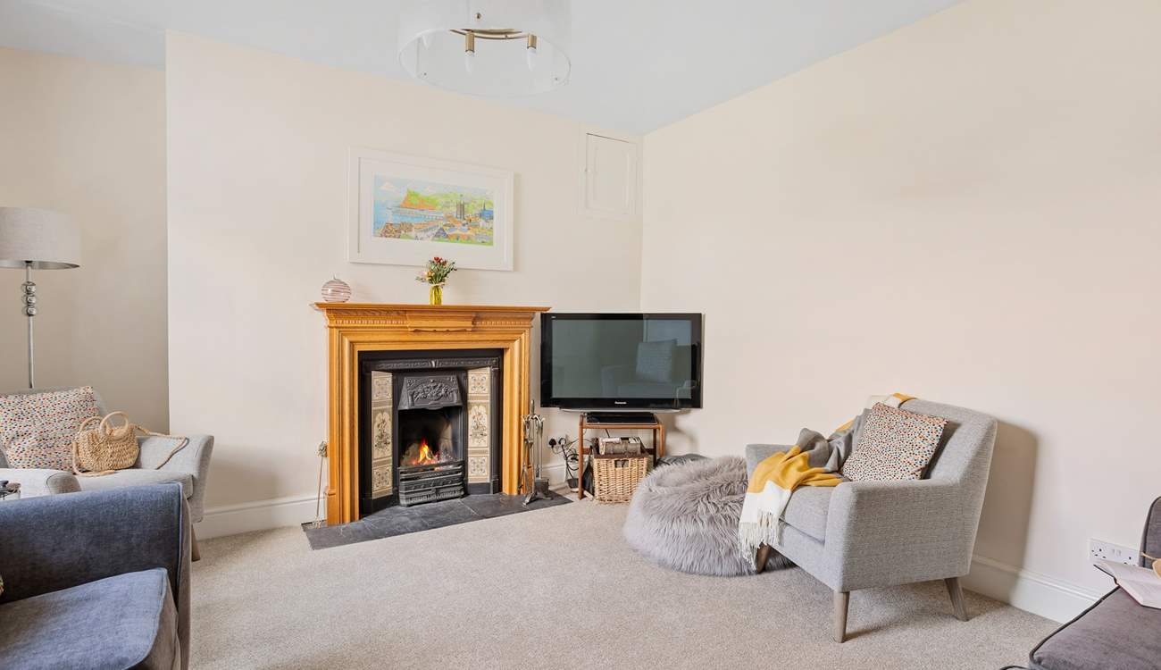 The sitting-room provides the perfect room to settle down to a family film after a day of walking at Lydford Gorge.