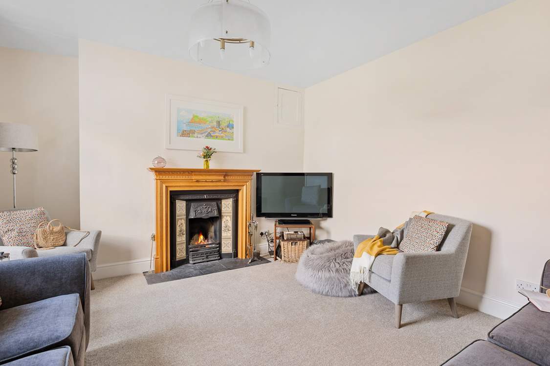 The sitting-room provides the perfect room to settle down to a family film after a day of walking at Lydford Gorge.
