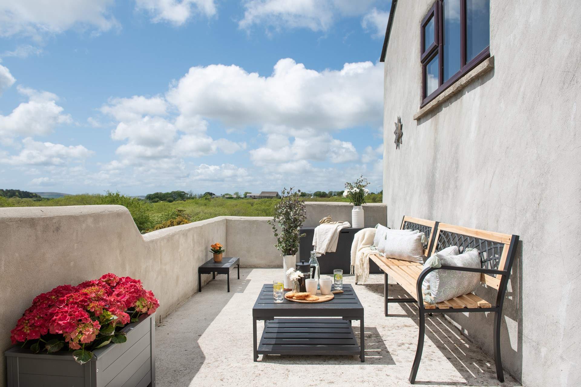 The sunny patio is a fantastic spot for some peace and quiet.