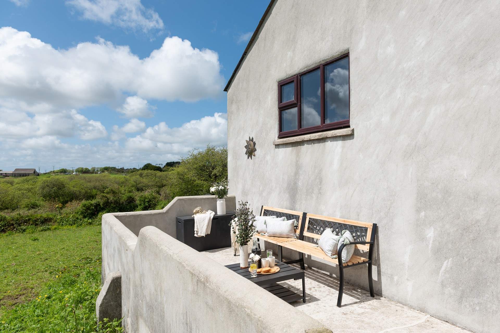 The sun-filled patio.