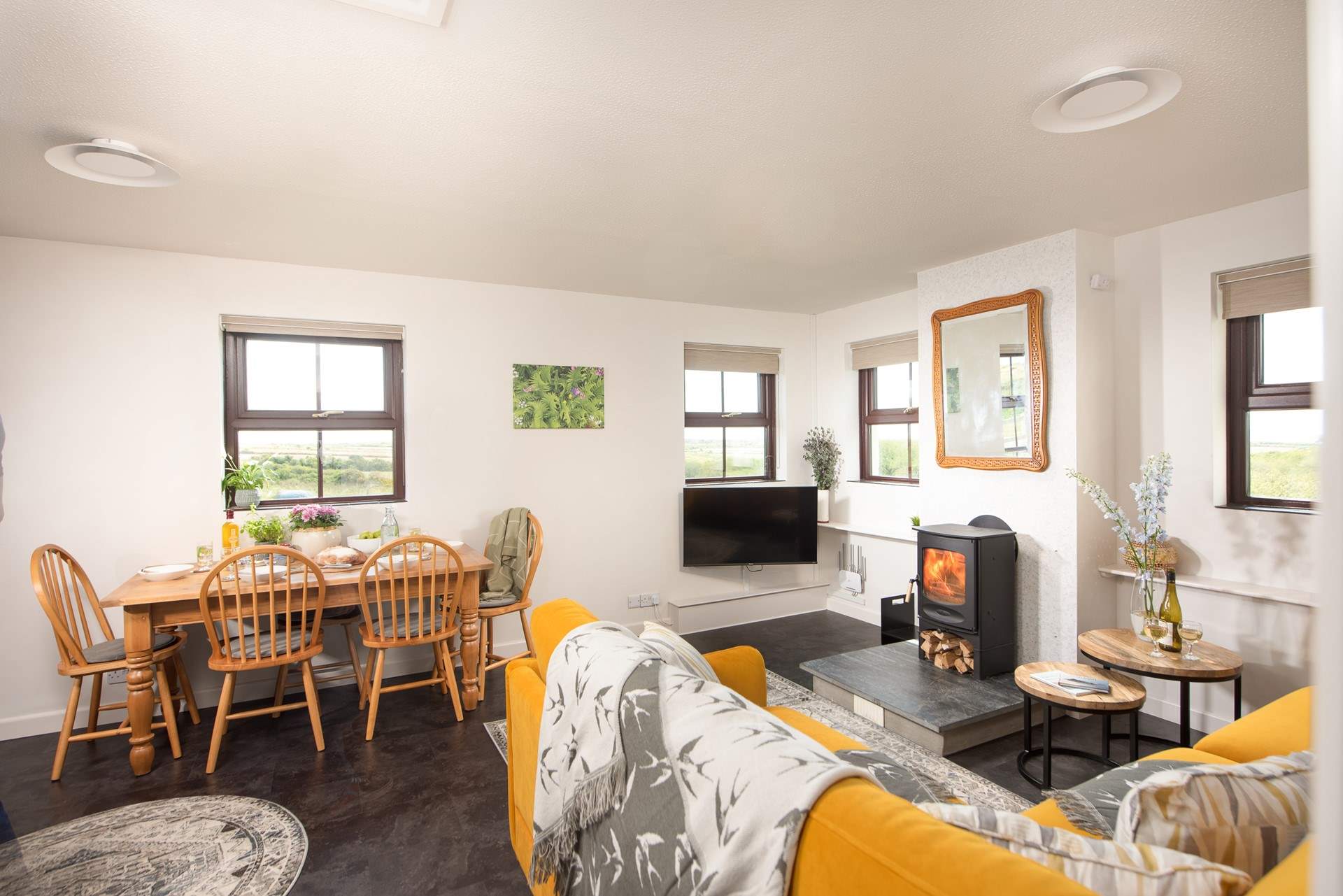 The wood-burner is perfect for autumn and winter escapes.