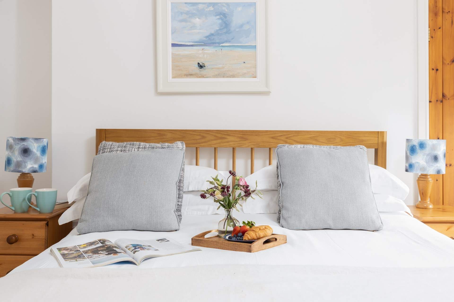 Lovely seaside colours in bedroom 1.